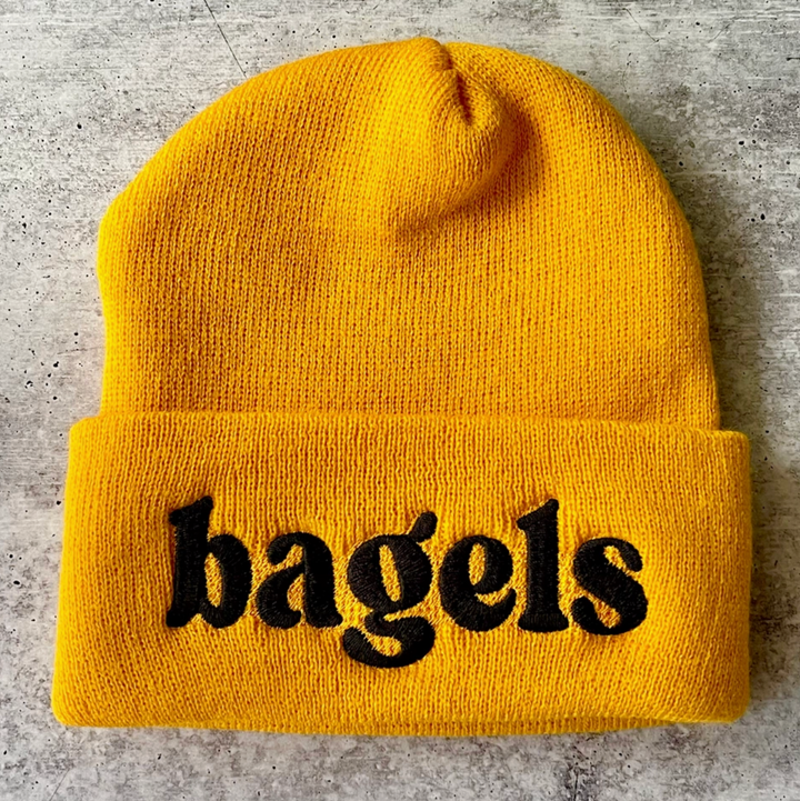 Bagels Embroidered Beanie - Yellow &amp; Black