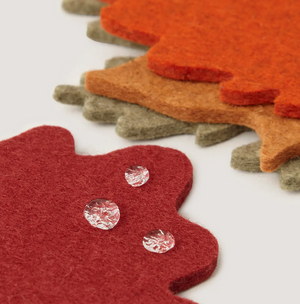 Leaf Merino Wool Felt Coaster - 4 Pack