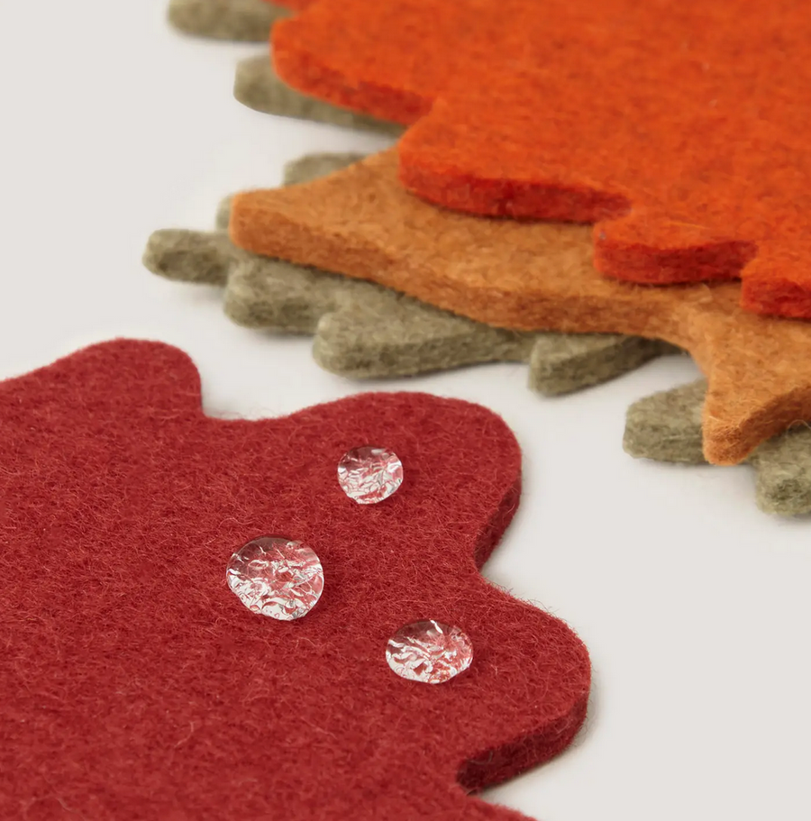 Leaf Merino Wool Felt Coaster - 4 Pack