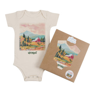 Vermont Watercolor Landscape Baby Onesie