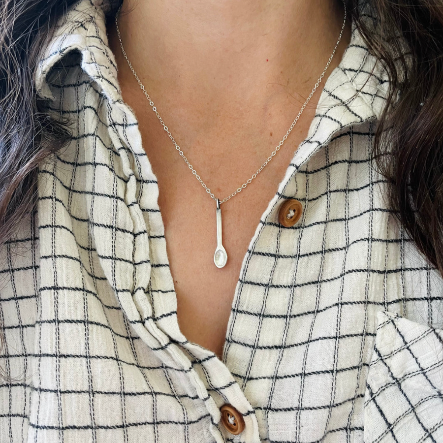Spoon Pendant Necklace - Sterling Silver 18"