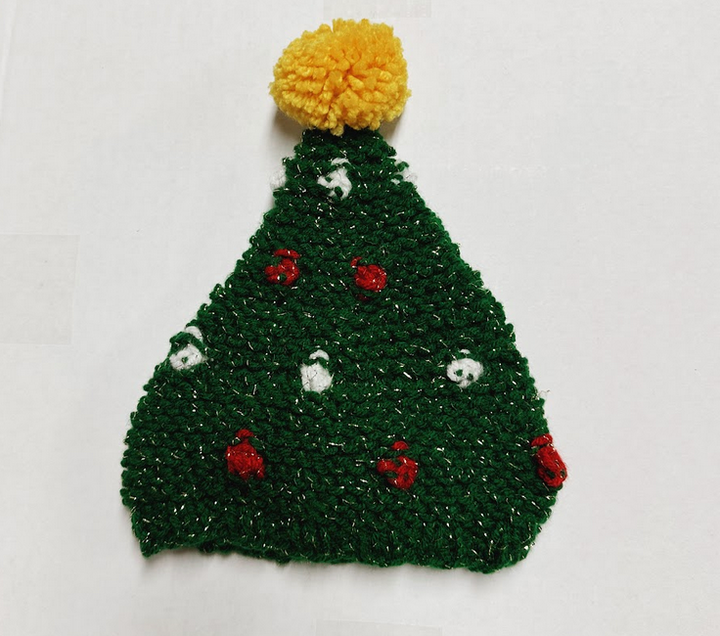 Hand-Knit Kid's Christmas Tree Hat