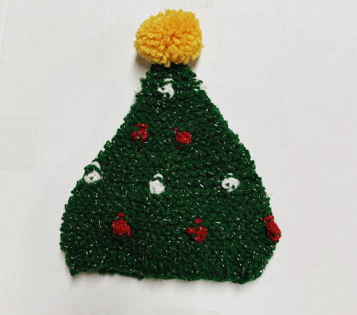 Hand-Knit Kid's Christmas Tree Hat