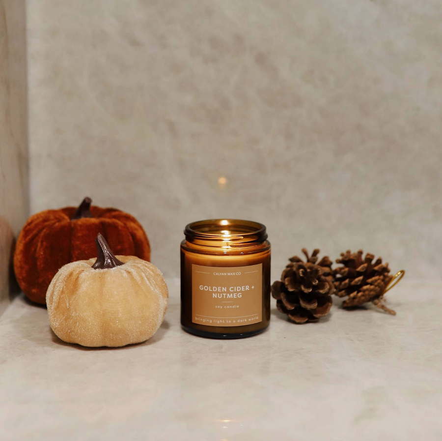 Golden Cider + Nutmeg Mini Amber Jar Candle