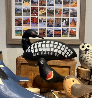 Handpainted New Loon Preening Wooden Figurine