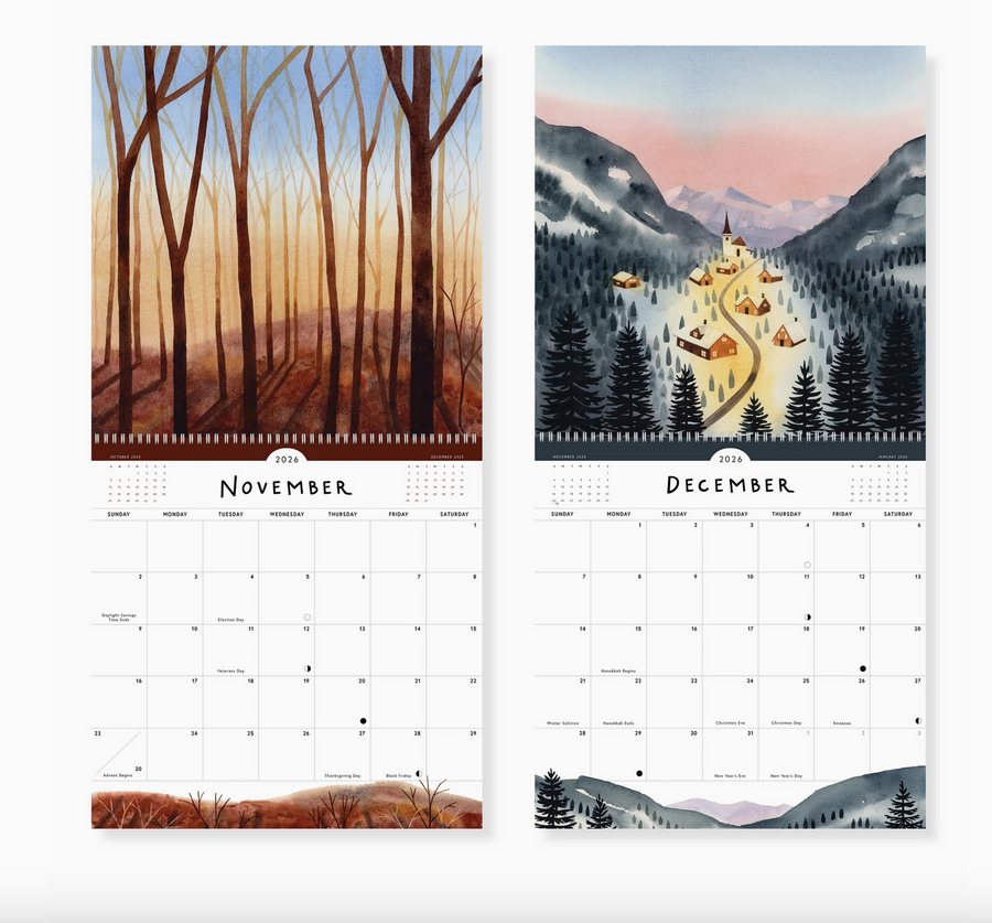 2026 Large Wall Calendar Morning + Evening