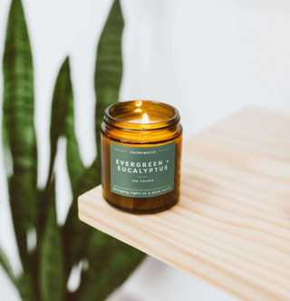 Amber Jar Mini Candle - Evergreen + Eucalyptus