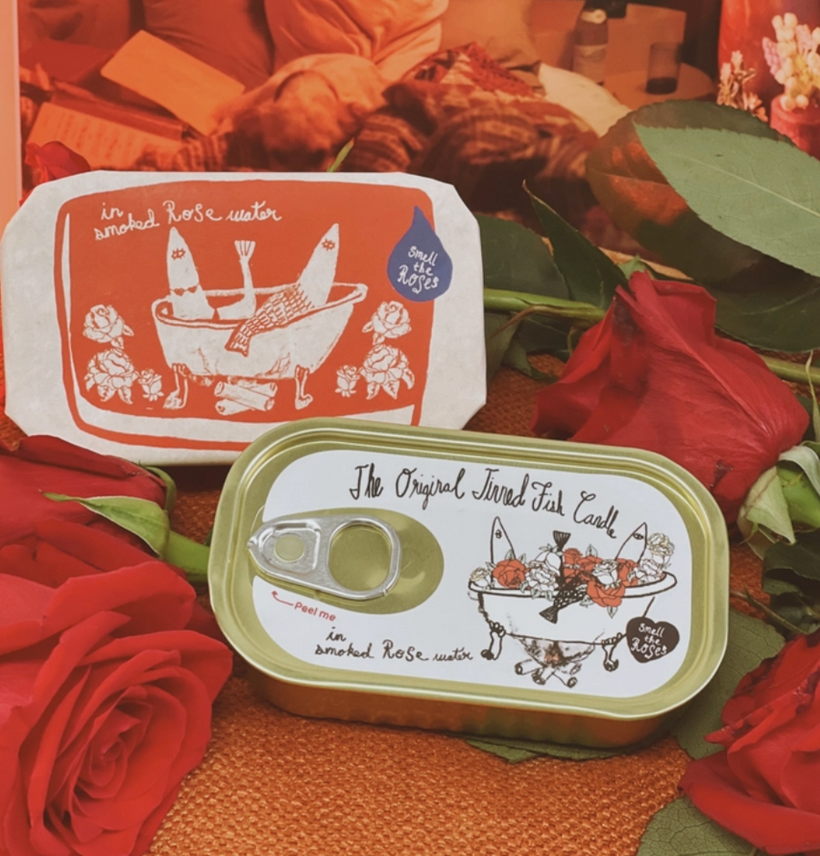 Tinned Sardines Candle - Smoked Rose Water Scent