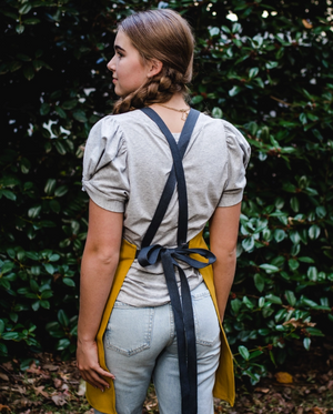 Cotton Canvas Apron in Mustard Yellow