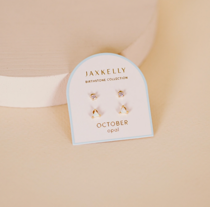 Birthstone Stud Earring Set of 2 - October Opal