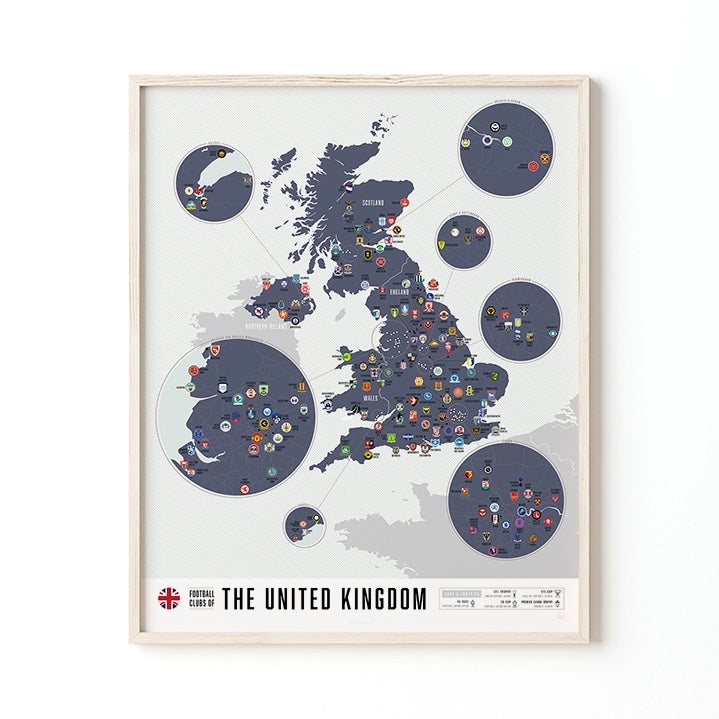 Football Clubs of United Kingdom UK Poster 16" x 20"