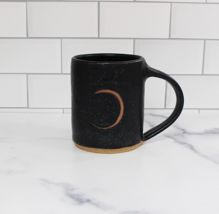 Fly Me To The Moon Speckled Mug - Black