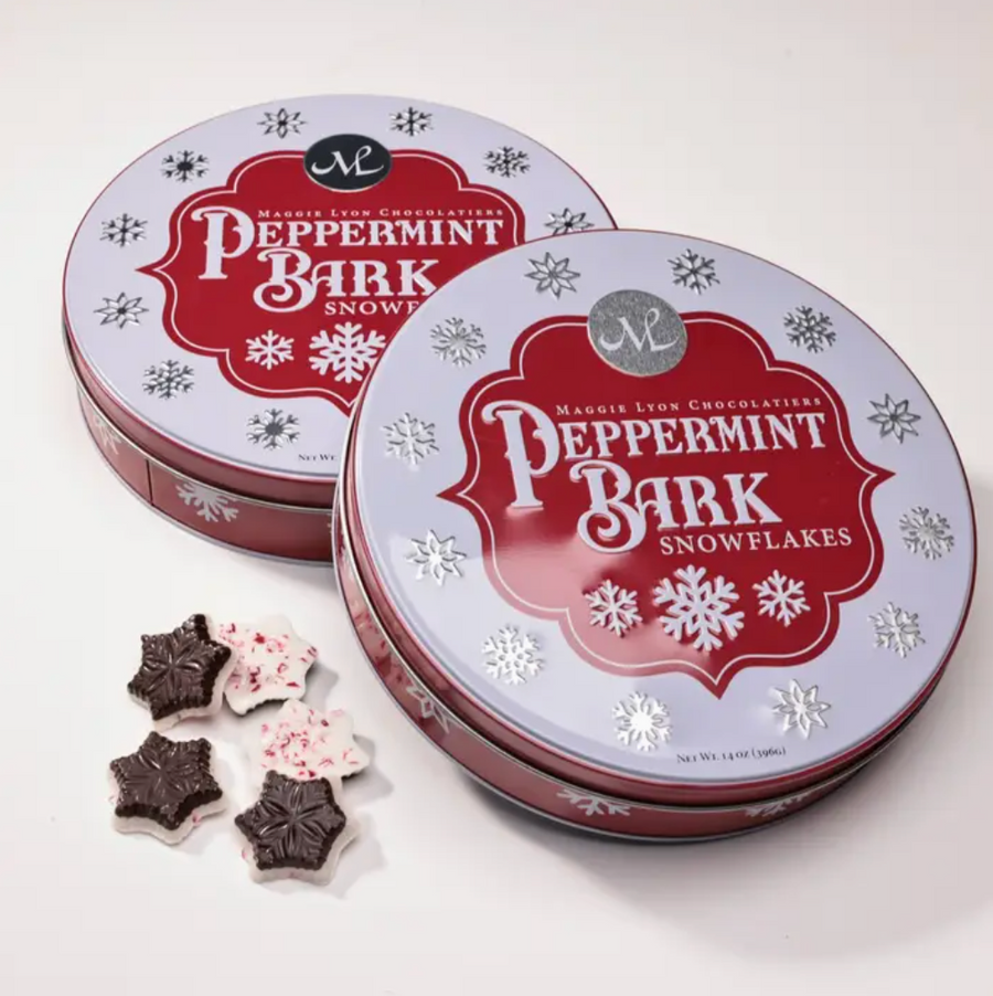 Peppermint Bark Snowflakes - 14oz Tin