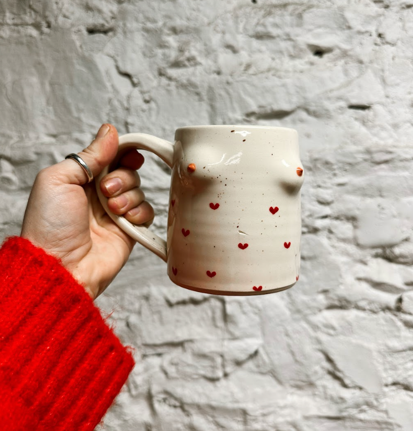 Victory Pottery Heart Boob Mug - Ivory