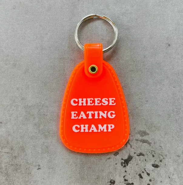 Cheese Eating Champ Saddle Keychain