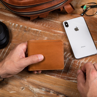 Classic Leather Bifold with RFID Protection - Whiskey Tan