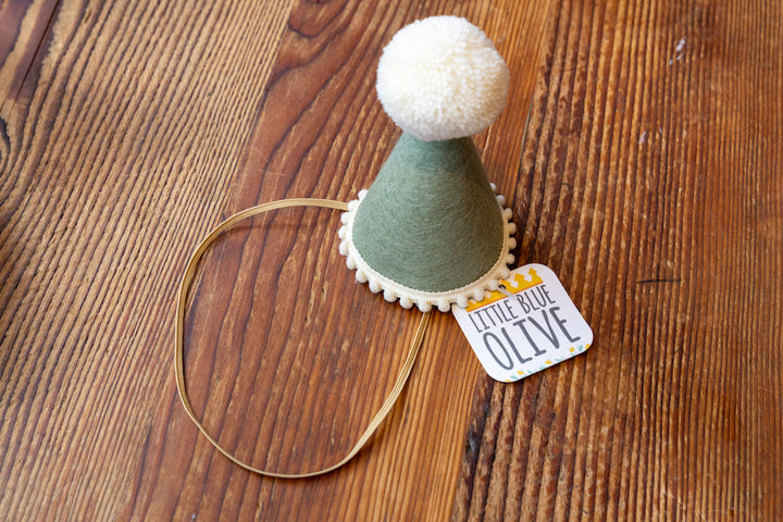 Kid's Large Felt Party Hat - Olive Green