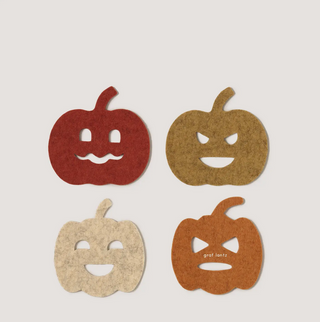 Merino Wool Felt Pumpkin Coasters - 4 Pack