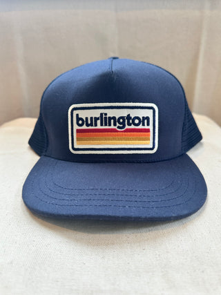 Navy Hat With Burlington Rectangle Patch