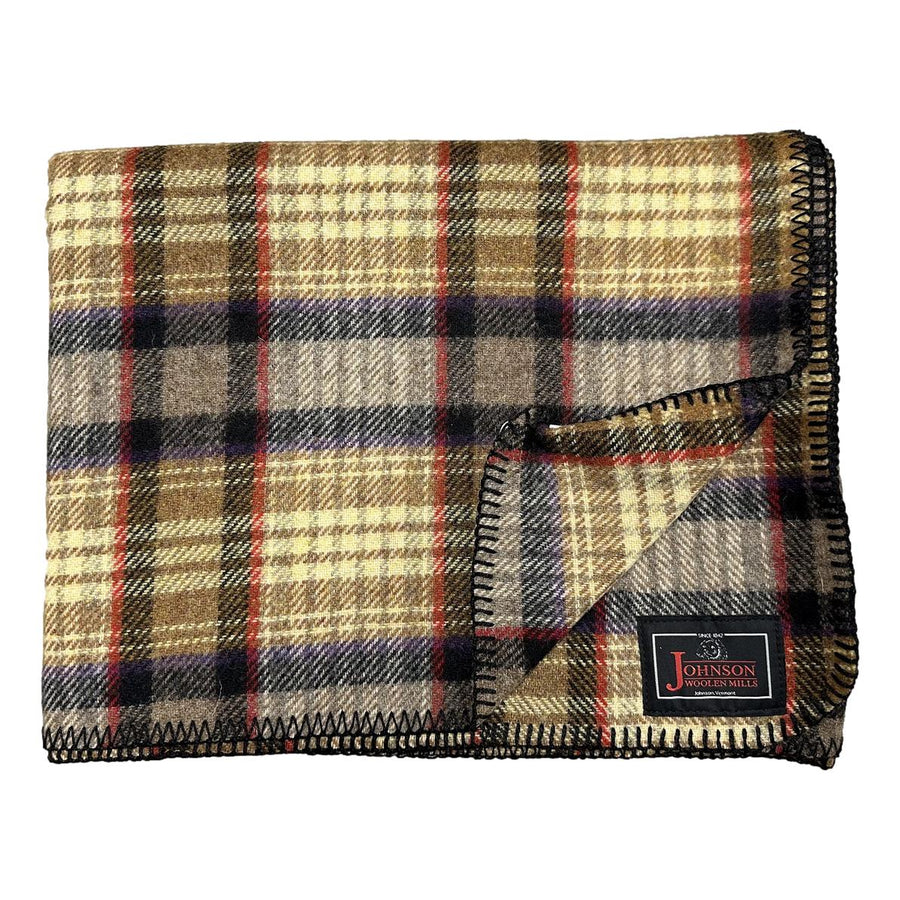 Johnson Woolen Mills Norris Throw - Gold Black Red Plaid (E)
