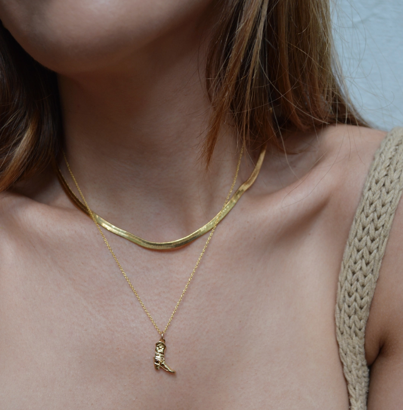 Cowboy Boot Necklace - 14k Gold Fill