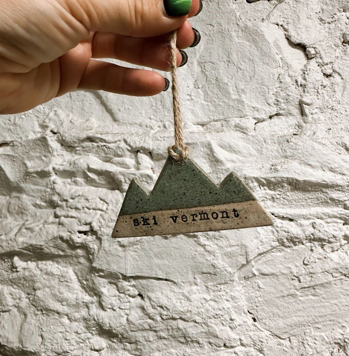 Ski Vermont Mountain Ornament - Green