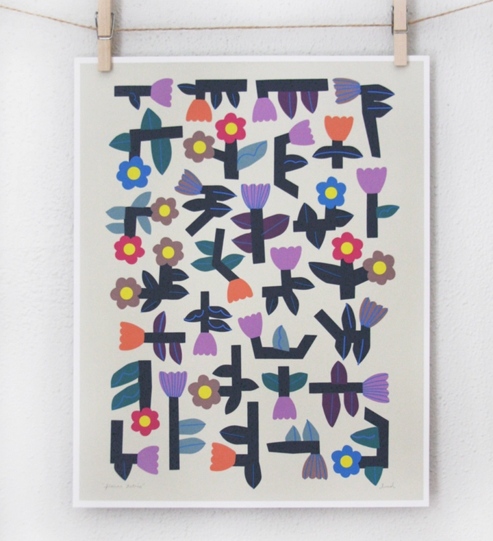 Flower Tetris Print - 11x14