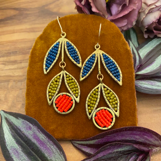 Wildflower Beaded Earrings - Red Buggy
