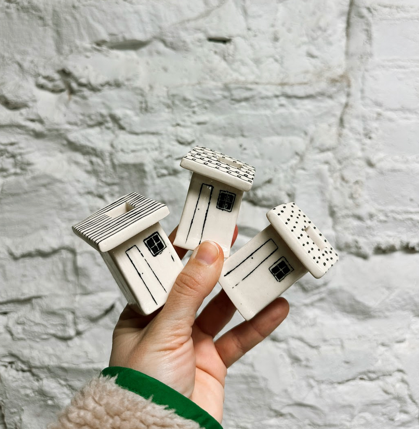 Ceramic House Flower Bud Vase - Assorted Single