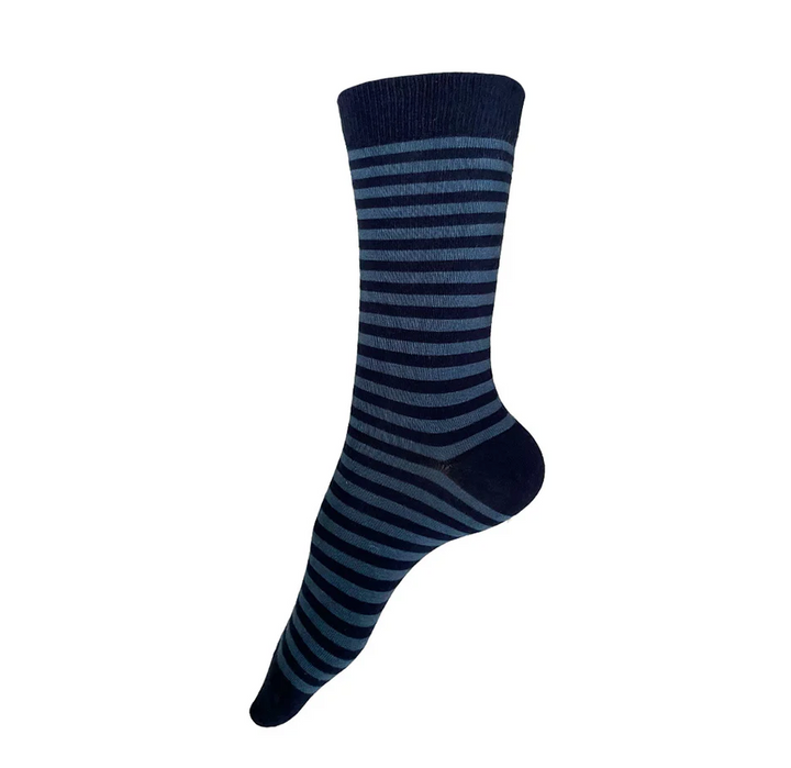 Stripe Socks - Navy + Slate Blue