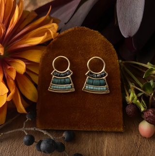 Spaceship Stud Earrings - Emerald