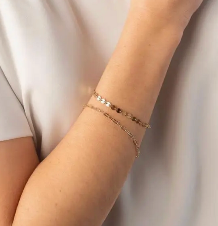 Tiny Paperclip Chain Bracelet - 14k Gold Fill