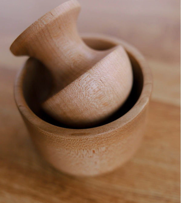 Mushroom Kitchen Wood Mortar &amp; Pestle