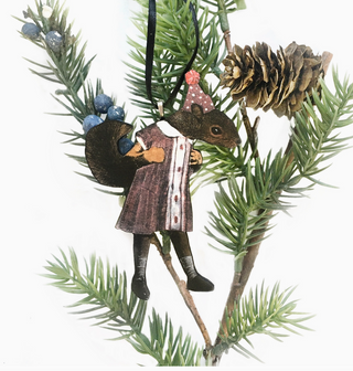 Wooden Collage Christmas Ornament - Squirrel