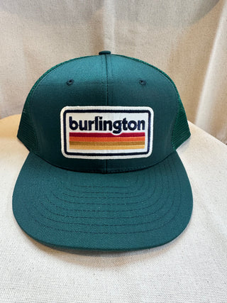 Green Hat with Burlington Rectangle Patch
