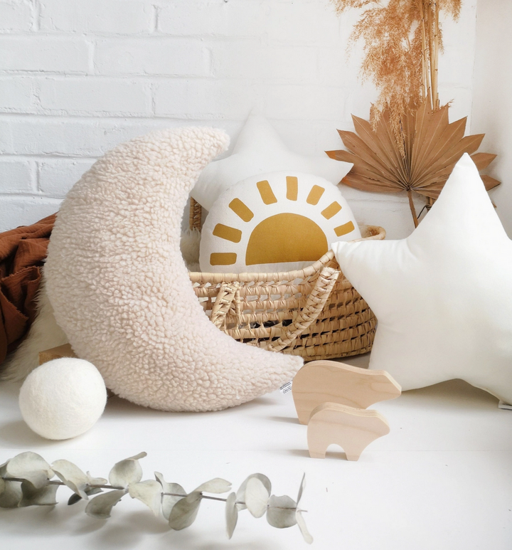Big Moon Sherpa Fleece Cushion/ Pillow - Beige
