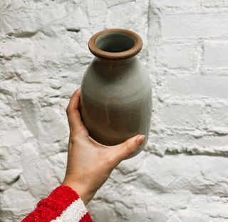 Laura White Pottery Milk Bottle - Medium Full Glaze with Bare Rim