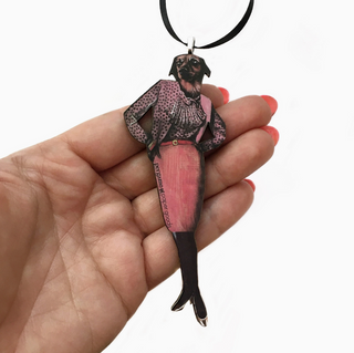 Wooden Collage Christmas Ornament - Office Dog