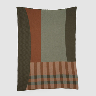 Sustainable Cotton Throw Green Patchwork Herringbone