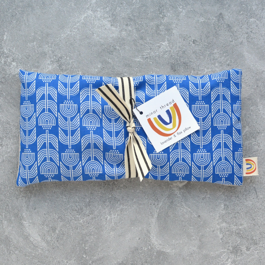 Oversized Lavender Eye Pillow - Scandi Tulips Cobalt Blue