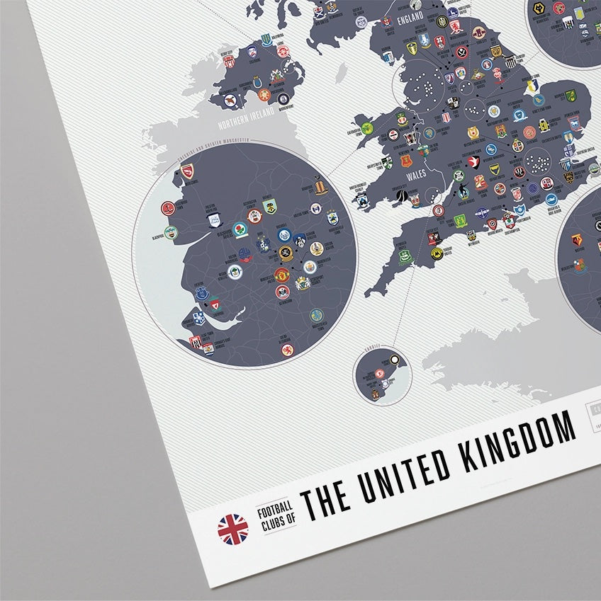 Football Clubs of United Kingdom UK Poster 16" x 20"