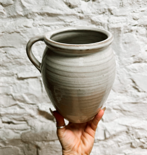 Laura White Pottery Crock With Single Handle