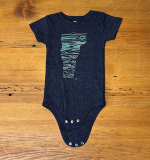 Baby MOUNTAINS OF VERMONT ONESIE IN Denim Navy