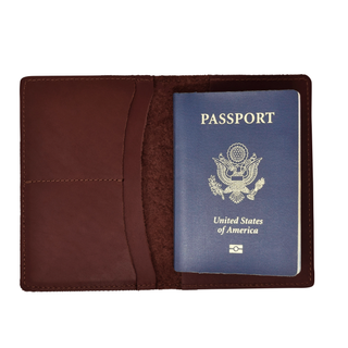 Full Grain Leather Passport Wallet - Red Maple