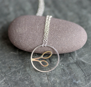 Sprout Necklace - Sterling Silver &amp; 14k Gold Fill Mix 16"