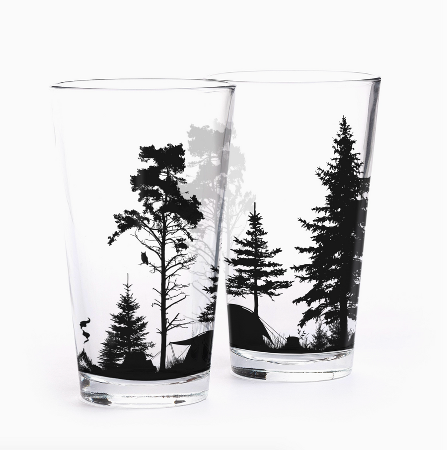 Mountain Camping Pint Glass