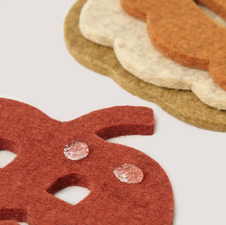 Merino Wool Felt Pumpkin Coasters - 4 Pack