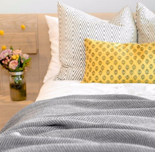 Herringbone Eco-Throw Blanket - Grey/Milk