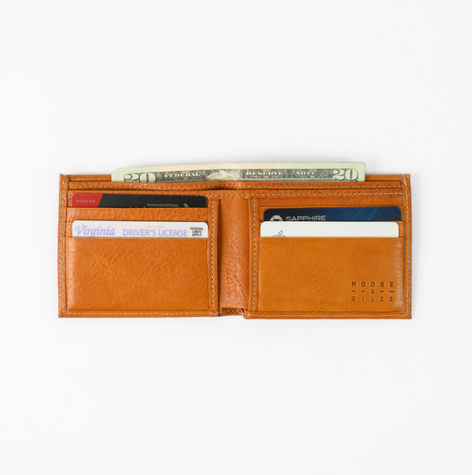 Leather Bifold Wallet - Modern Saddle