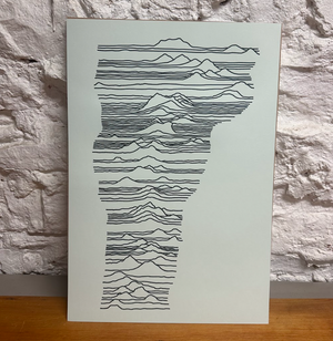 Mountains of Vermont Letterpress Print - Green 13x19